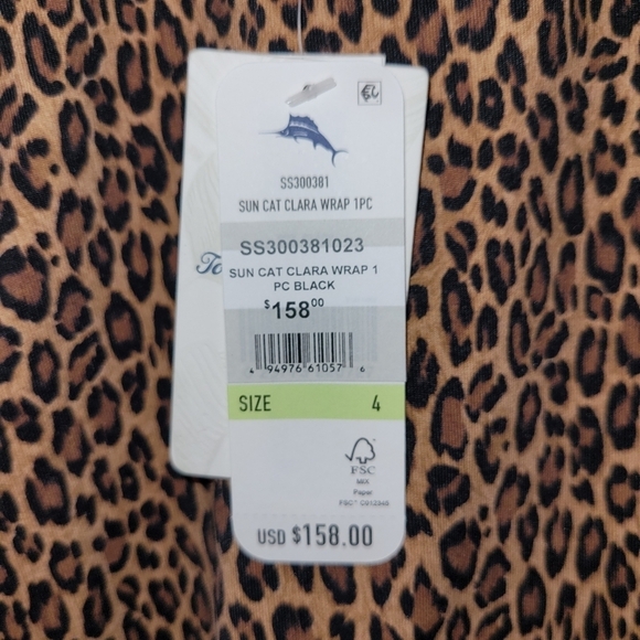 NWT* Tommy Bahama*Sun Cat Clara Wrap One Piece* Leopard Print* Sz 4 - Picture 4 of 6